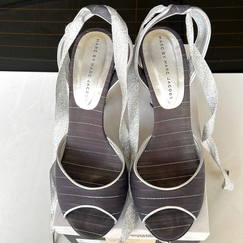 NWT Y2K Marc by Marc Jacobs Lace Up Open ToeHeels Size 38.5